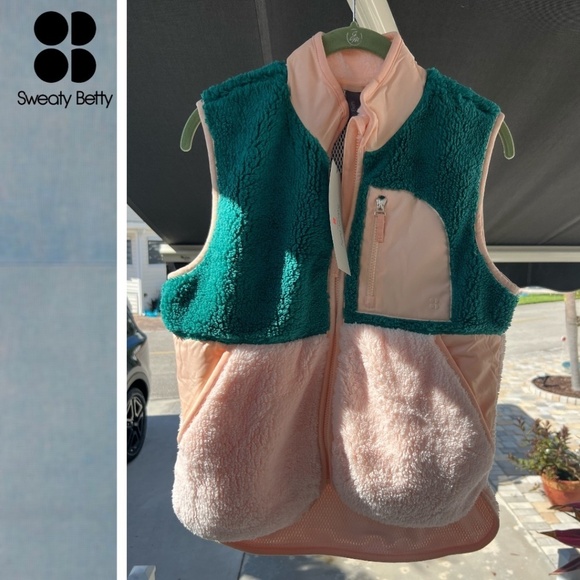 SWEATY BETTY Pennine Faux Shearling ColorBlock Zip-Front Spring/Fall Vest NWT/Sm - Picture 12 of 12